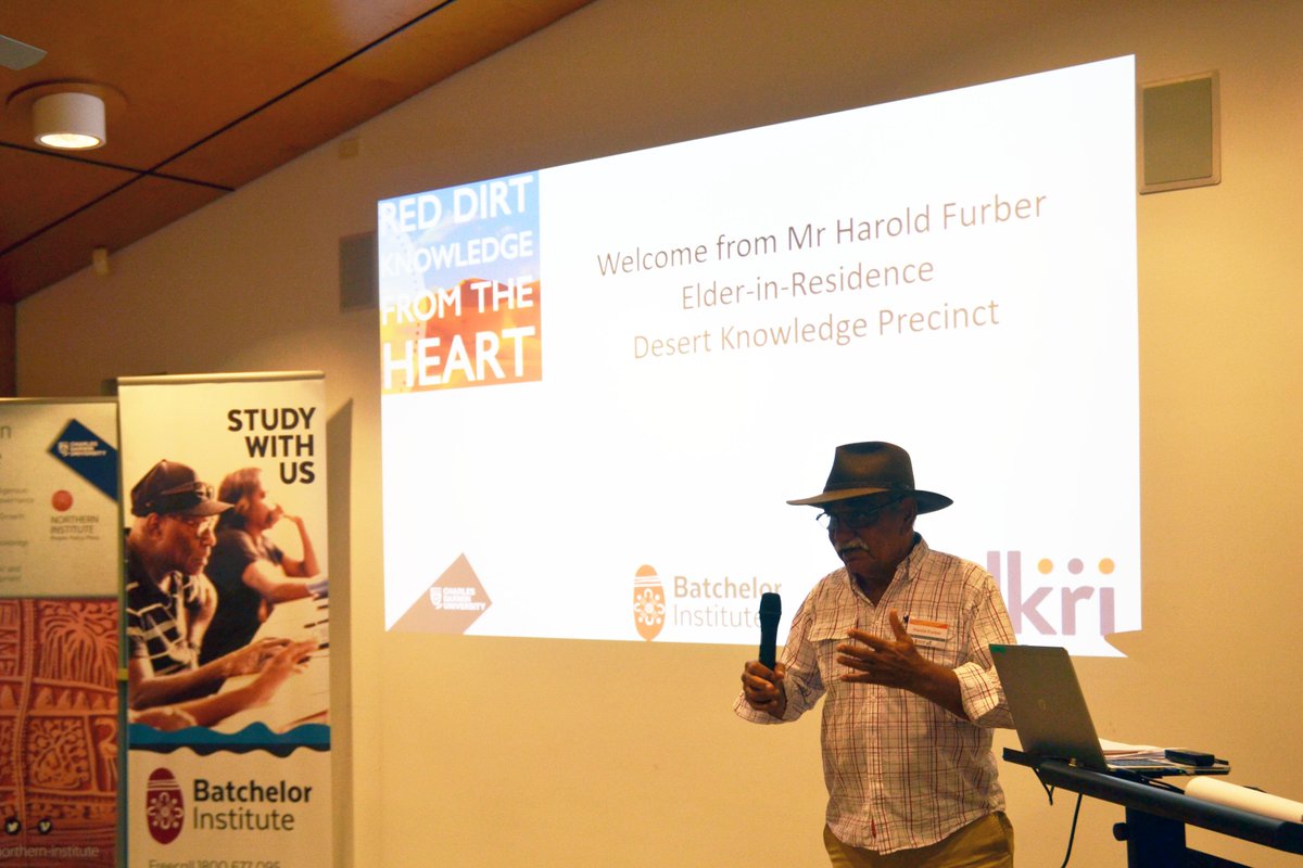 dka_connect's tweet photo. Kick-starting the Knowledge Intersections Symposium 2019 with an address from DKA's Elder-in-Residence, Harold Furber.
#KIS19 #DKRI #BatchelorInstitute #CharlesDarwinUniversity #AliceSprings https://t.co/JLwxXX4dpR