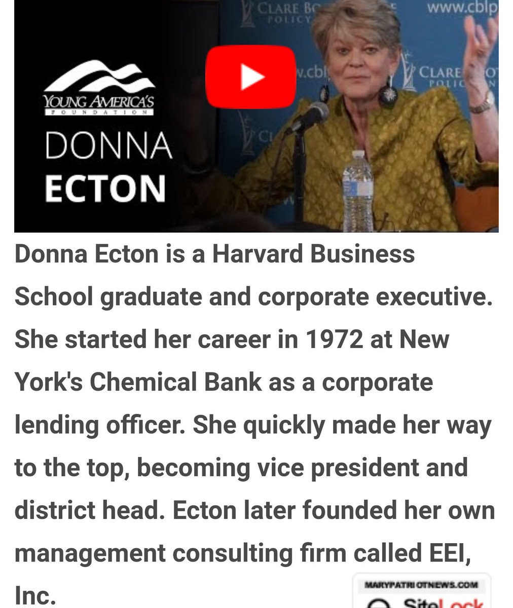 Donna Ecton appears to be the "Harvard Business School graduate and corporate executive" who went on to start "her own management consulting firm called EEI, Inc." /19