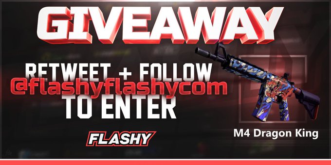 #Repost - 24H GIVEAWAY ! M4A4 (Dragon King) To win: Visit to support us: flashyflashy.com Visit for more raffles: flashyraffles.com #Retweet #Follow us  Turn on twitter notifications From @flashyflashycom #flashyflashy #giveaway #csgoskins #CSGOGiveaway