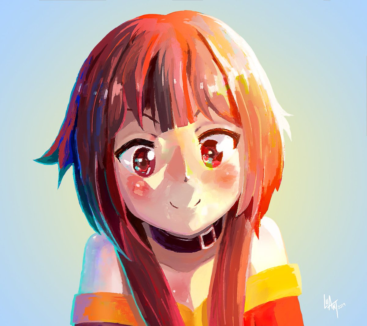 A commission for <a href="/_AvocadoCat_/">_AvocadoCat_</a>.

This time I painted a #Megumin from the #KonoSuba! anime.

This drawing is a gift for Avocado's friend, @AngieWithMilk.

#megumi #drawing #art #painting #digitalpainting #anime #ArtistOnTwitter #commissionsopen #Commission #wacom #illustration