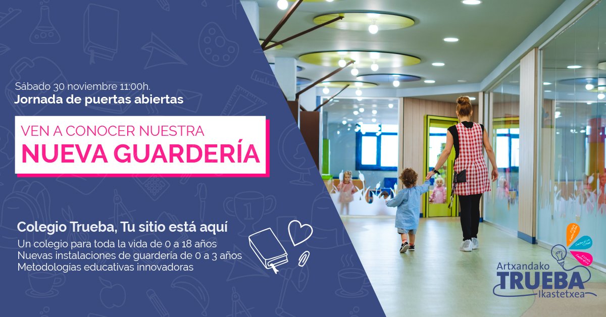 truebaikastetxe's tweet image. Ven a conocer nuestra nueva guardería 0-3 años el la próxima de 𝗝𝗢𝗥𝗡𝗔𝗗𝗔 𝗗𝗘 𝗣𝗨𝗘𝗥𝗧𝗔𝗦 𝗔𝗕𝗜𝗘𝗥𝗧𝗔𝗦:

📅 30 𝗡𝗼𝘃𝗶𝗲𝗺𝗯𝗿𝗲
🕙 11:00 horas
➡ tinyurl.com/whzftat