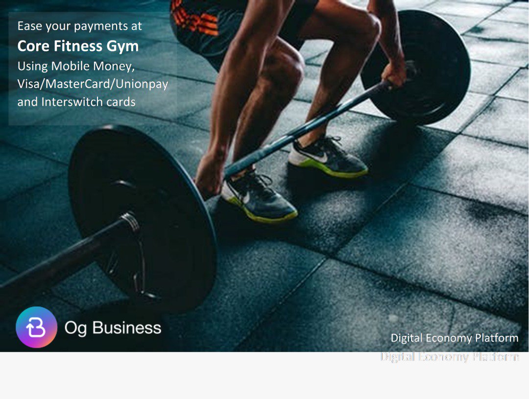 OgMoneyUg's tweet photo. You can now make Cashless payments at Core Fitness Gym.#ogbusiness #ogmoneyuganda #payapp #paymentapp #corefitnessgym #ogmoney https://t.co/Hst1f4Pdvy