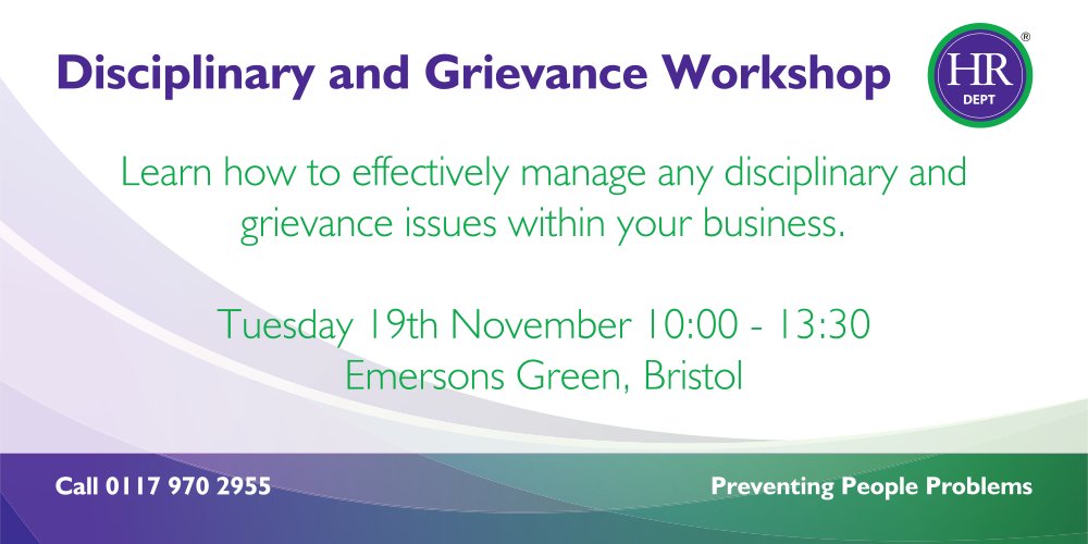 Do you have employees with poor performance or time keeping? Has an employee seriously breached your rules? This workshop will show you how to deal with these problems correctly and in a timely manner. ow.ly/g7bm50x9DcV #bristolhr #disciplinary #grievance #smallbusiness