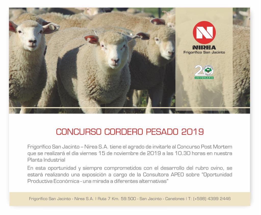 corderopesado's tweet photo. Hoy les presentamos e invitamos a nuestro ultimo concurso en esto 20 años de la Fiesta del Cordero Pesado : Concurso Post Mortem de Corderos viernes 15/11, organizado por Frigorifico San Jacinto 🐑🐑🐑 https://t.co/KhKt6kS7vr