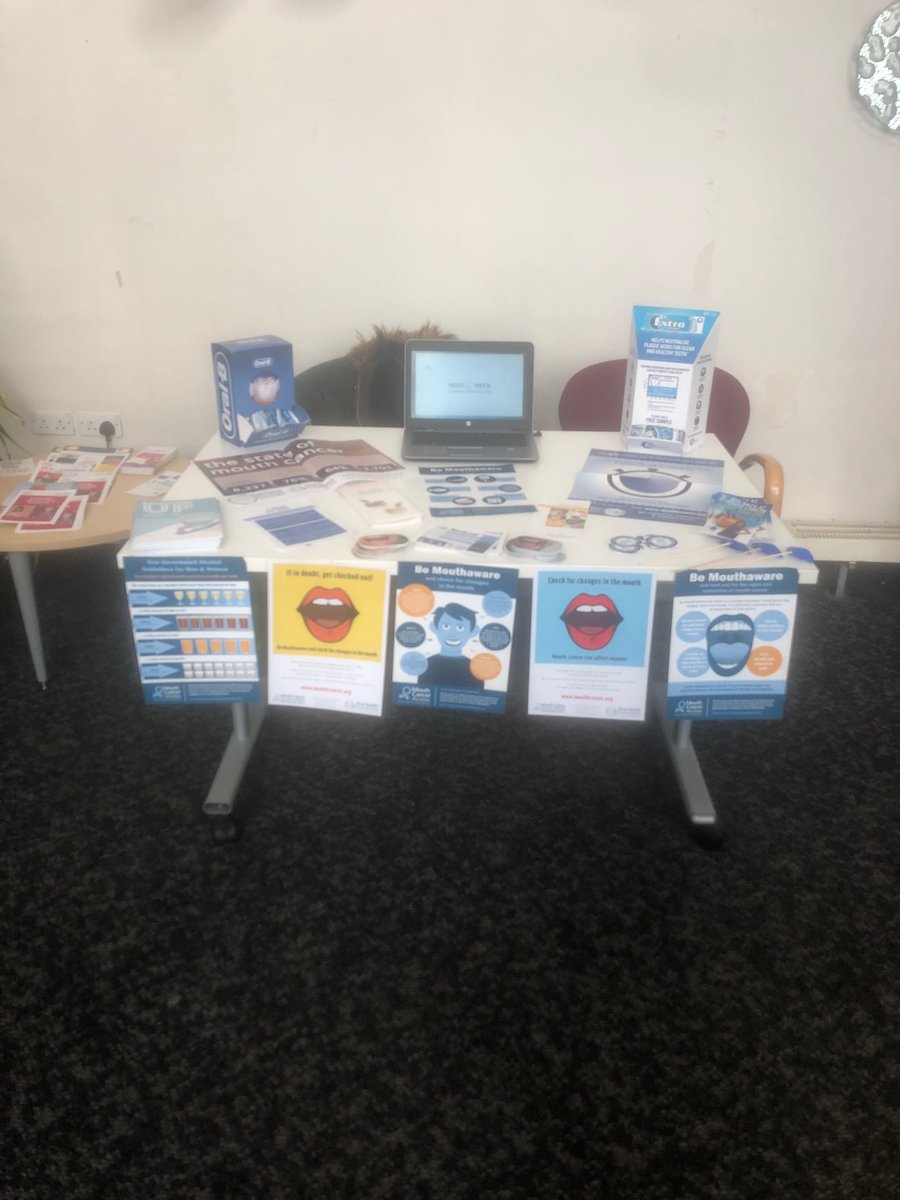 NickyPilbro's tweet photo. Down at @BuildingAudrey foyer until 2pm; promoting awareness on mouth cancer on blue Wednesday for #mouthcanceractionmonth come and say hi 👋 https://t.co/njYa1JVjrN