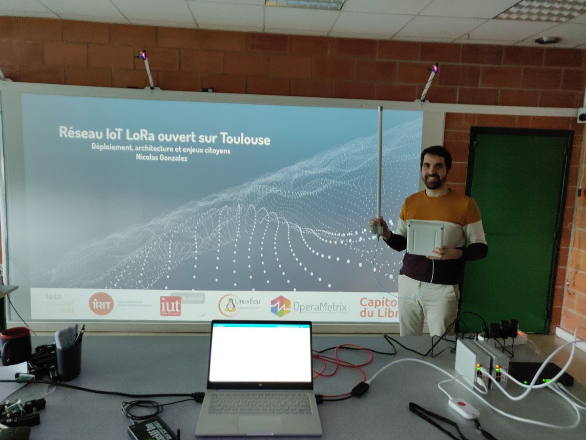 Mon challenge cette année <a href="/capitoledulibre/">Capitole du Libre</a> est de vous apprendre à déployer un réseau LoRaWAN de l'objet jusqu'à l'application en 1h ! <a href="/tetaneutralnet/">tetaneutral.net</a> <a href="/iutblagnac/">IUT de Blagnac</a> <a href="/OperaMetrix/">OperaMetrix</a> <a href="/TeamLinuxedu/">linuxedu</a> <a href="/IRIToulouse/">IRIToulouse</a> <a href="/LoRaAlliance/">LoRa Alliance</a>
