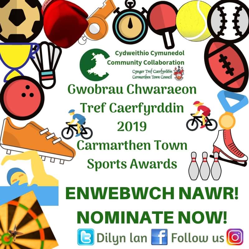 Gwobrau Chwaraeon 2019 Sports Awards
Tref Caerfyrddin - Carmarthen Town
Enwebwch Nawr!
cyngortrefcaerfyrddin.gov.uk/_UserFiles/Fil…
Nominate Now! carmarthentowncouncil.gov.uk/_UserFiles/Fil…
#Caerfyrddin #Carmarthen #chwaraeon #sports #Blwyddyn2019 #Year2019