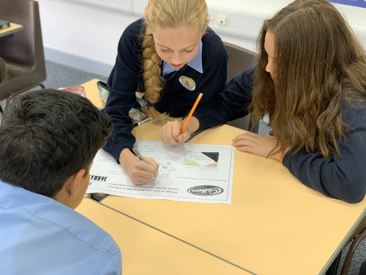 <a href="/BSAKyear9/">BSAK Year 9</a> students designing a new Cadbury’s product for the upcoming #NationalDay celebrations as part of the GCSE taster sessions. #BSAKBusiness