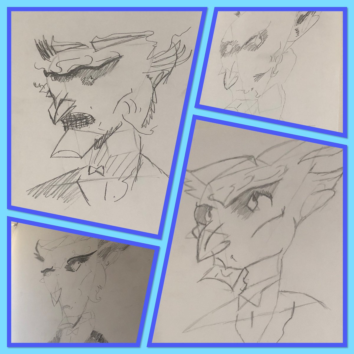 82Krisw's tweet photo. Love my classes Count Olaf drawings. We started the sketch with 2D shapes and then refined and added details! They are all so unique but still recognisable! Love being #delightfullyevil #hps #villiansarebetter https://t.co/YFqsbmjqUS