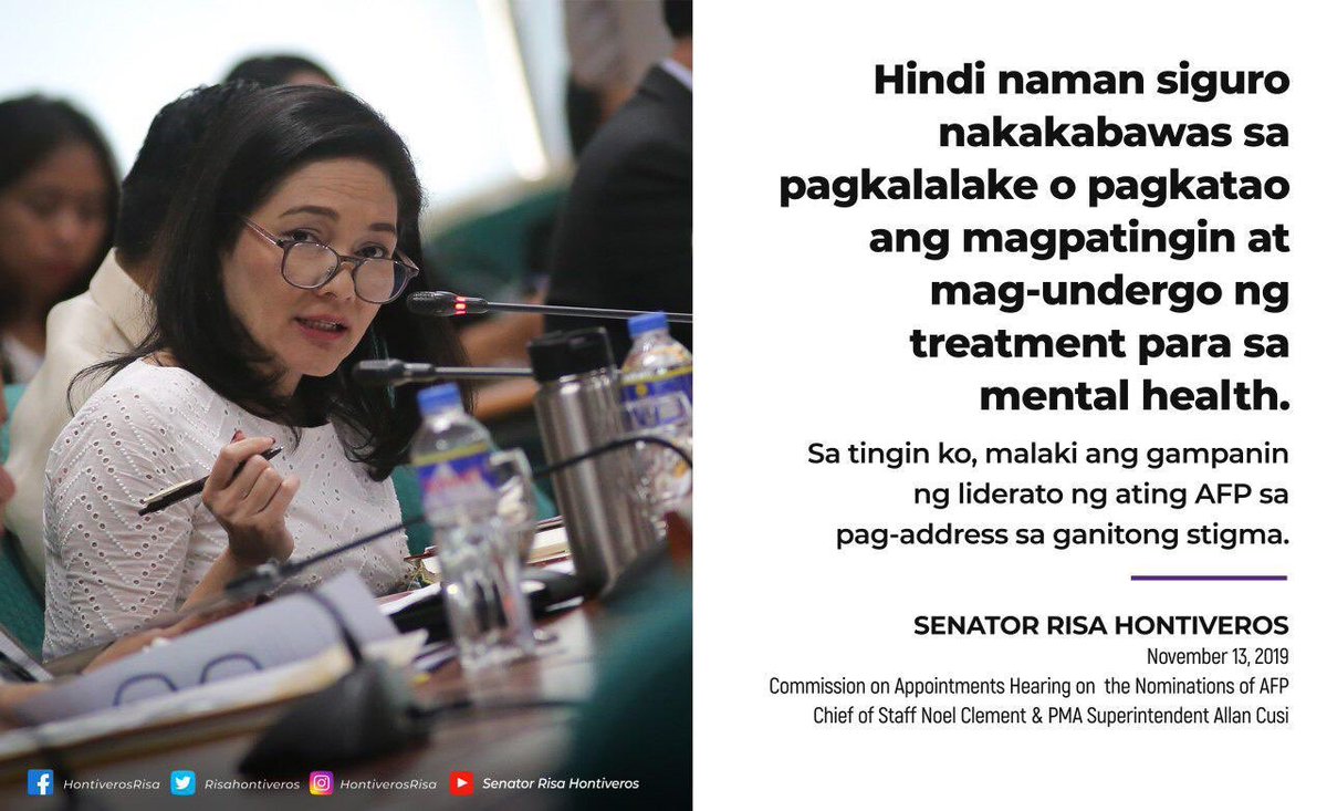 risahontiveros's tweet image. Depression, schizophrenia &amp;amp; PTSD among our men &amp;amp; women in uniform are a growing concern. Kelangan din pangalagaan ang mental health nila. 

I-improve natin ang MH services sa ating mga sundalo, at tanggalin ang stigma: mental health promotion, counselors &amp;amp; support. #MoveForMH