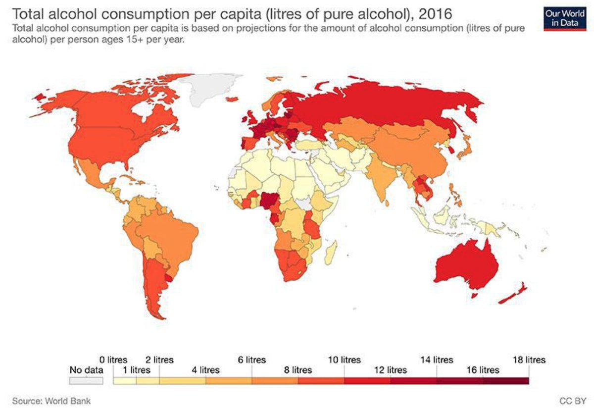 ParacelsusRehab's tweet photo. #Ireland, #Russia, #France and #Germany are some of the countries that consume the most alcohol.

Thanks @OurWorldInData for sharing.

CC @pediacast @PsychiatristLDN @DrMartaRa @mentalhealth @maiasz 

#alcohol #addiction #mentalhealth #MentalHealthMatters https://t.co/cvugapEtyC
