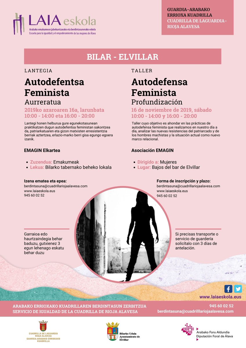LaiaAraba's tweet photo. AUTODEFENTSA FEMINISTA #ARABA|n
EMAN IZENA!!

⚠️ #BILAR
📅 Larunbata, 10:00 - 14:00 eta 16:00 - 20:00
📌 Tabernan
https://t.co/7qR8zyXQTD

⚠️ #URDUÑA
📅  Larunbata, 10:00 - 14:00 eta 15:30 - 19:30
📌 Alondegia
https://t.co/X3jctV8hh0
#LAIAeskolaAiaraldea #LAIAeskolaArabakoErrioxa https://t.co/pehYkLdzrm