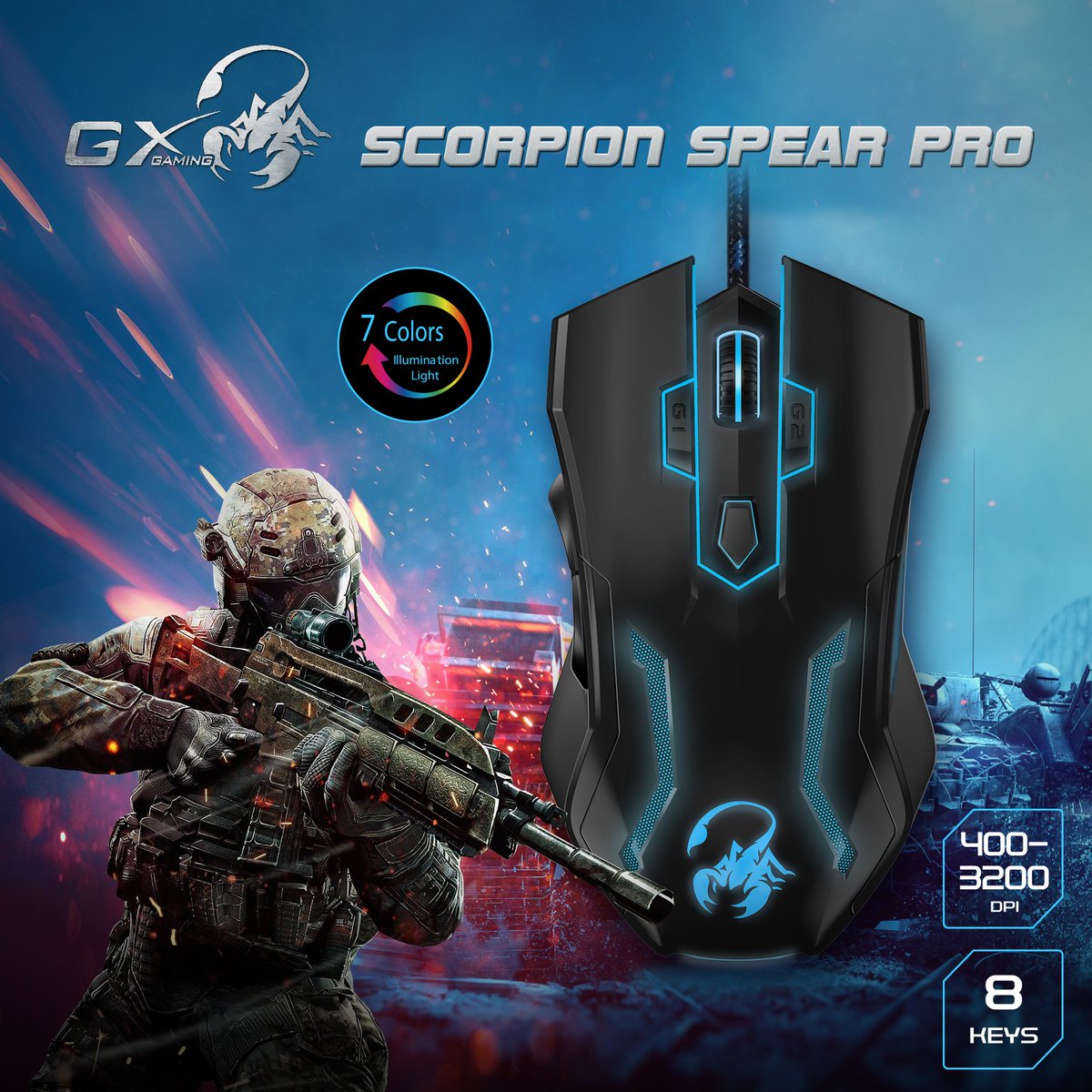GXGamingME's tweet photo. #Scorpion Spear Pro😍🔥 #Gaming Mouse with Programmable Buttons.
Scorpion Spear Pro is a professional gaming mouse which captures more accurate
and faster movement with 1000 Hz polling rate, 50G acceleration and up to 200
inches per second (IPS). https://t.co/Iv3gJ6ESWe