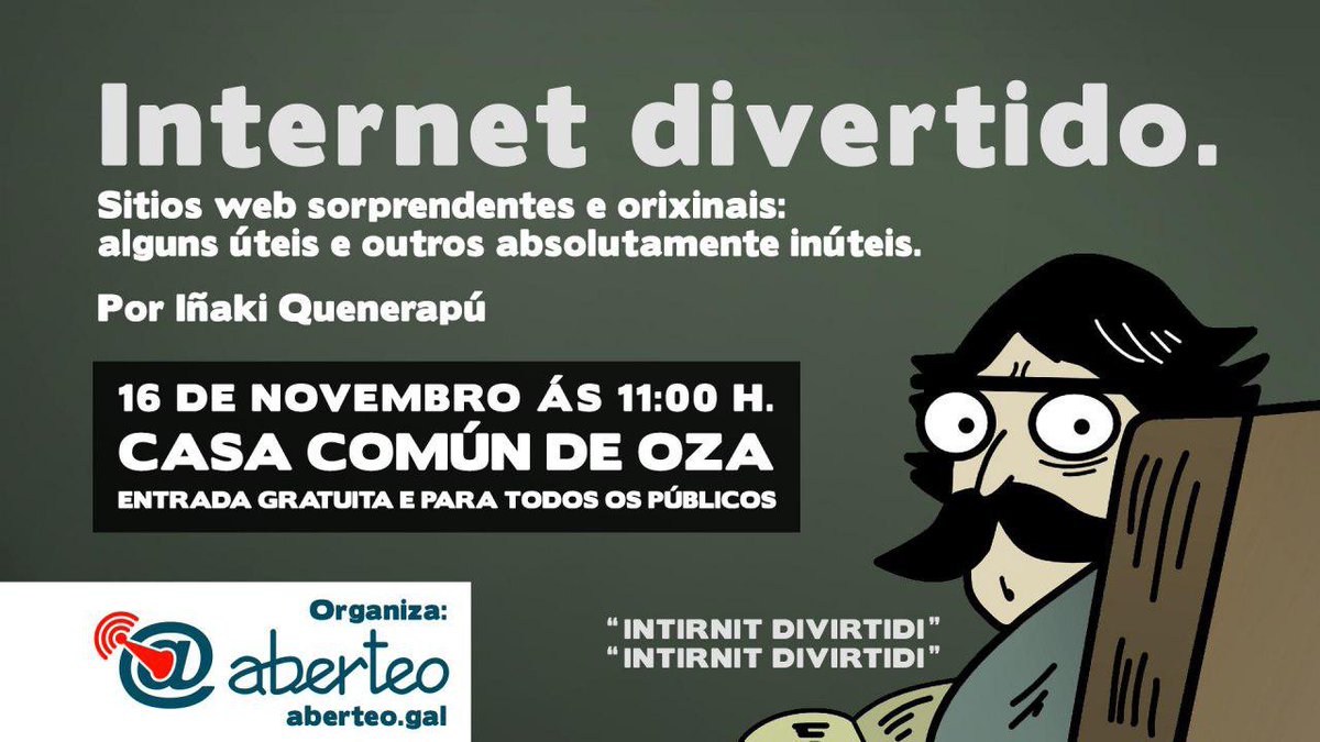 ABERTEO's tweet image. Lembrade que este sábado, na casa común de Oza a partir das 11:00h, tedes un prato pre-LibreTeo moi apetitoso e saudable (rir sempre o é) con Iñaki Quenerapú e o seu Internet divertido... ides vir?