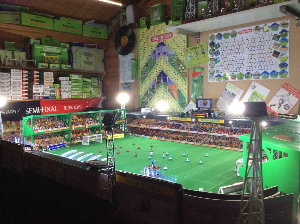djchrispb's tweet photo. After a busy weekend of entertaining party and wedding guests, it’s up to the man shed for some relaxation on the hallowed turf.
#subbuteostadiumproject #subbuteomanshed #subbuteosoloplayer https://t.co/DXQBeySW7j