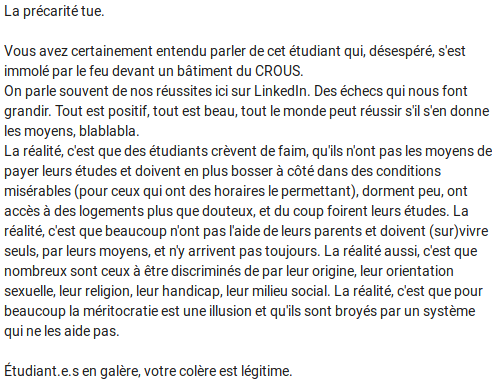 834u_P177's tweet photo. Ok donc même sur Linkedin cela ne passe plus #LaPrécaritéTue https://t.co/oxWwzs0SNg