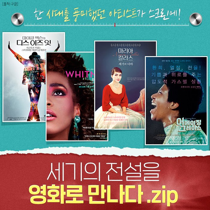 한 시대를 대표하는 아티스트들을 생생하게 녹여낸 영화!🎞 <#마이클잭슨의디스이즈잇 >부터 <#마리아칼라스:세기의디바 >, <#휘트니 > 소울의...
