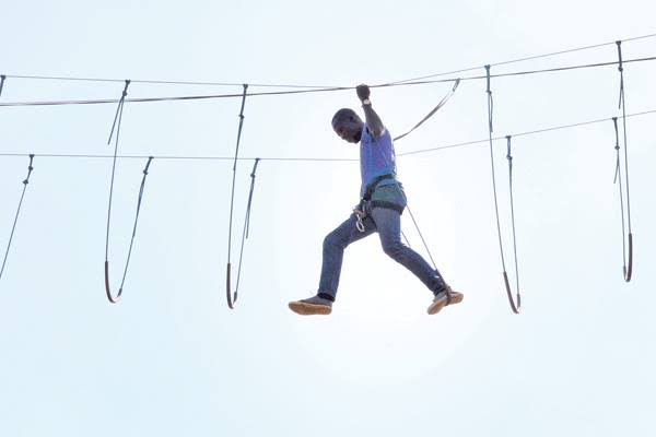 Challenge your height phobia at Diguna high rope challenge located at AIC grounds in Ongata Rongai for Kshs 150 pp