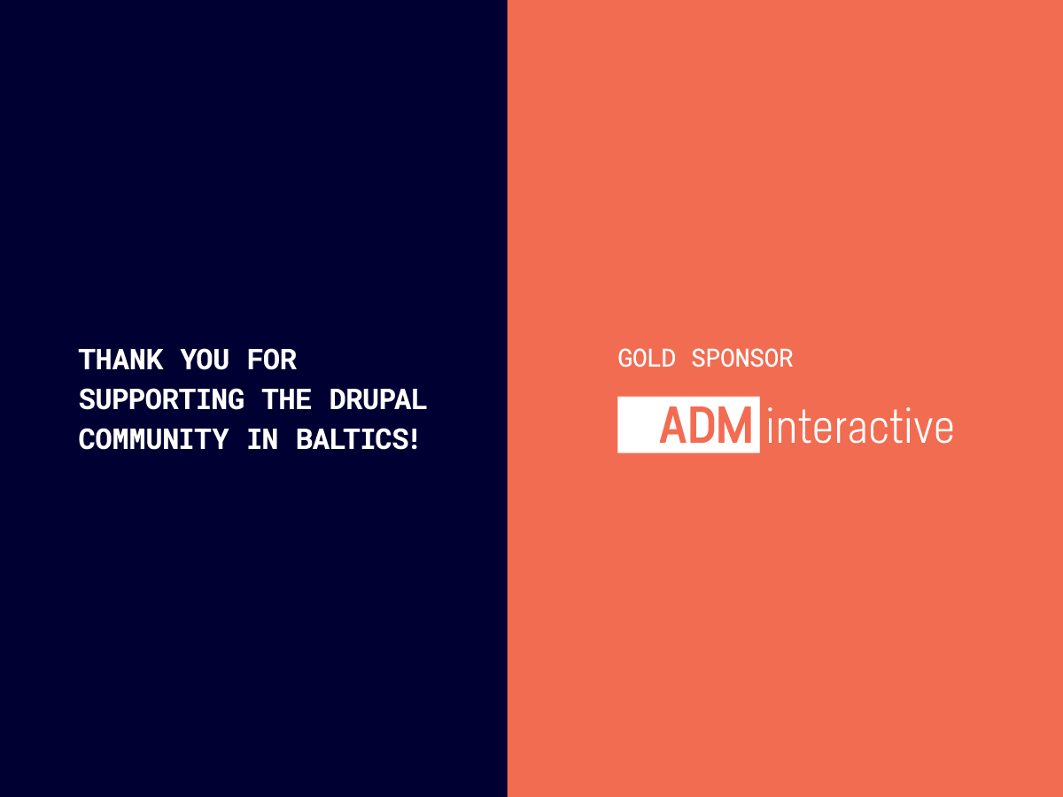 👏 Round of applause to our GOLD sponsor 
<a href="/adm_interactive/">ADM Interactive</a> for the great support!
Meet you at <a href="/DCBaltics/">DrupalCamp Baltics</a> already this Friday!
Tickets available: fienta.com/drupalcamp-bal…
#Drupal #DrupalCamp #DCBaltics2019 #DrupalCommunity #Baltics