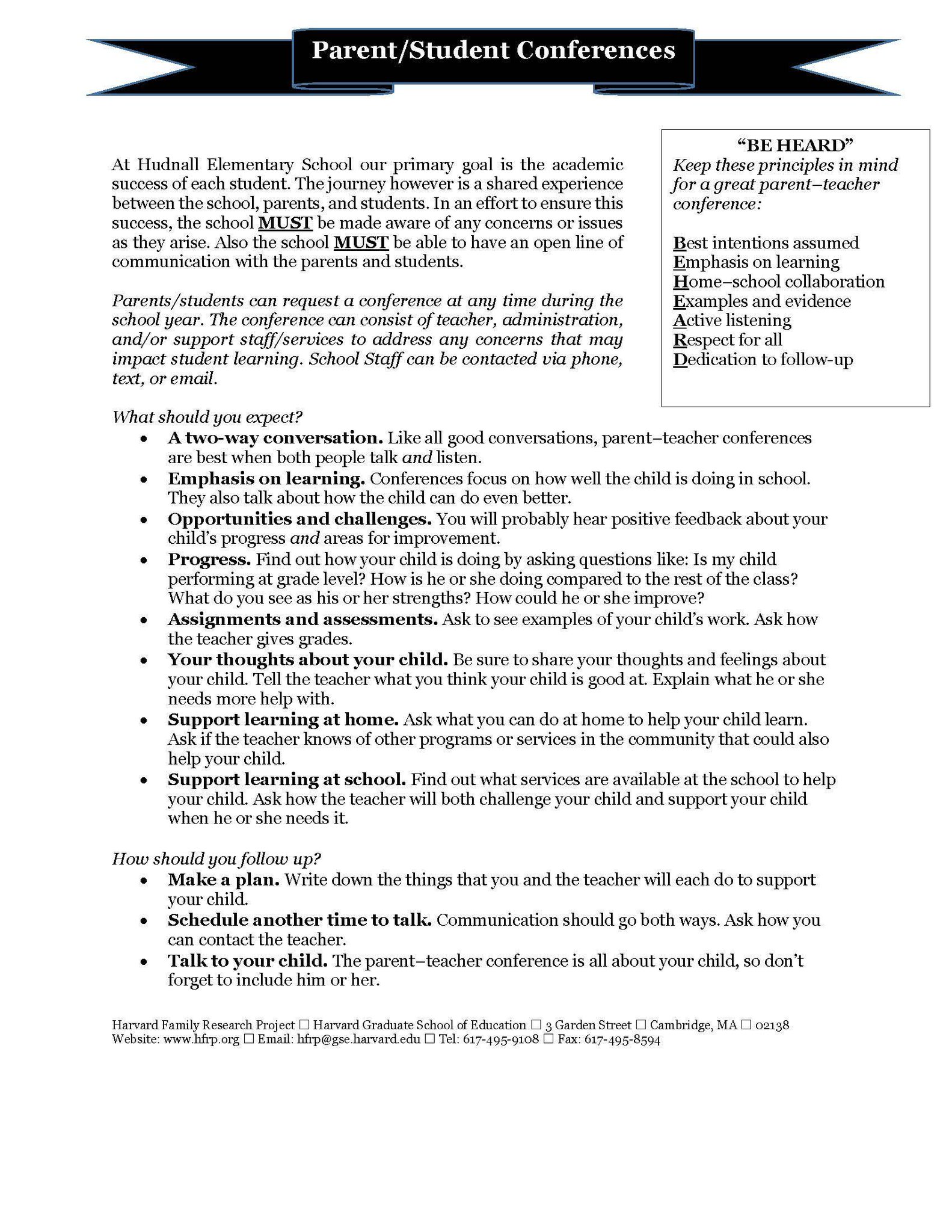 Hudnall Elementary on Twitter: "Parent-Teacher Conferences are