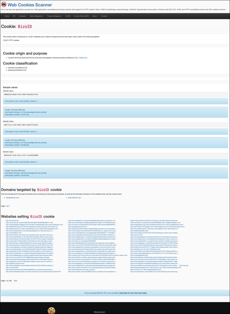 The cookie policy also advises the lab uses a BizoID cookie "to track visitors on multiple websites, in order to present relevant advertisement based on the visitor’s preferences" BizoID is  http://bizographics.com  that links to  https://px.ads.linkedin.com 