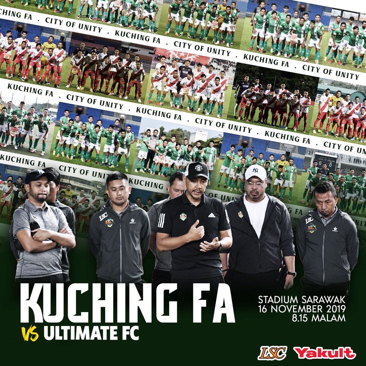 OfficialKCFC's tweet photo. Perlawanan ke-26 untuk pasukan Kuching FA. Perjalanan yang panjang buat Kuching FA untuk musim 2019.
Masok free. Sekda tiket. Modal aik bandong dengan panggang2 jak. Heee
#kuchingfa
#cityofunity
#smallclubbigheart
#lsc
#yakult
#delicioushead
#naibjuaraligaM3 https://t.co/srjHguBmlt