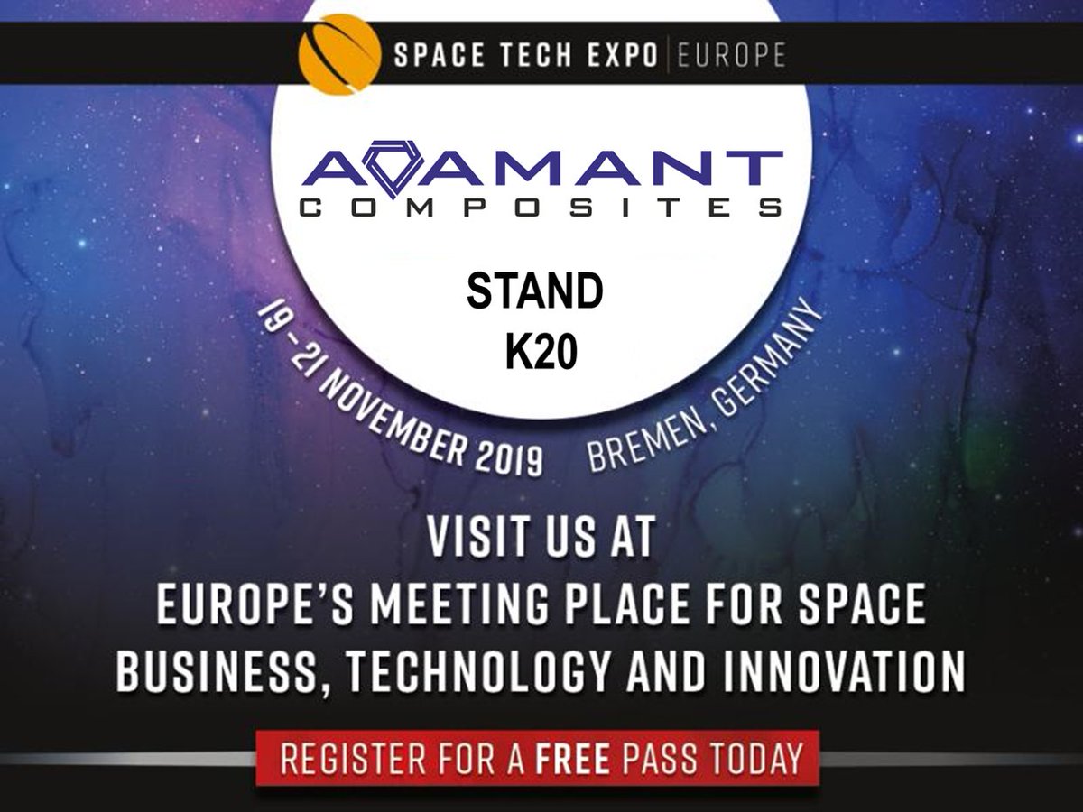 🚀 Can’t miss SpaceTechExpoEU!!! #spacetechexpo 
📆19-21 November we will be in Bremen exhibiting
📌at STAND K20!

Visit us to explore opportunities with:
#CFRP #structures, #Deployables, #Nanoenabled #Materials, #Manufacturing, #Structures #Engineering, #EnergyStorage, #NewSpace