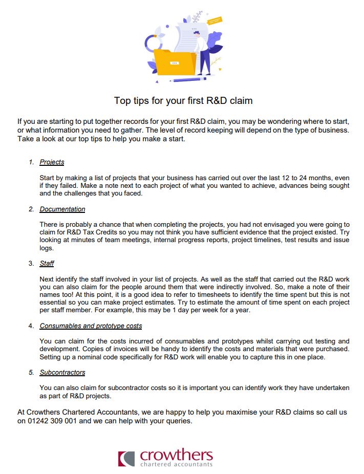 Check out these top tips for your first R&amp;D claim -