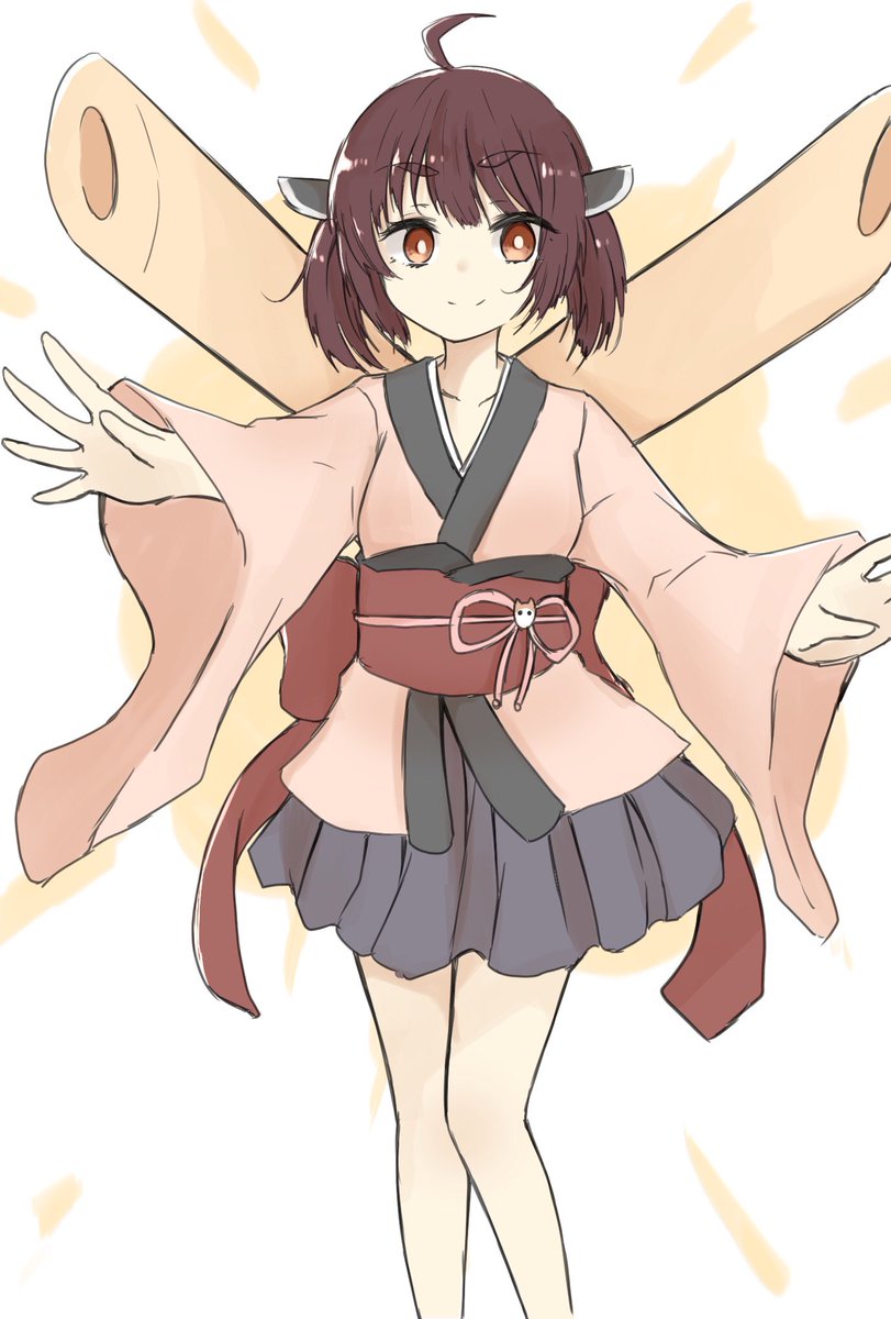 touhoku kiritan 1girl solo japanese clothes brown hair obi sash kimono  illustration images