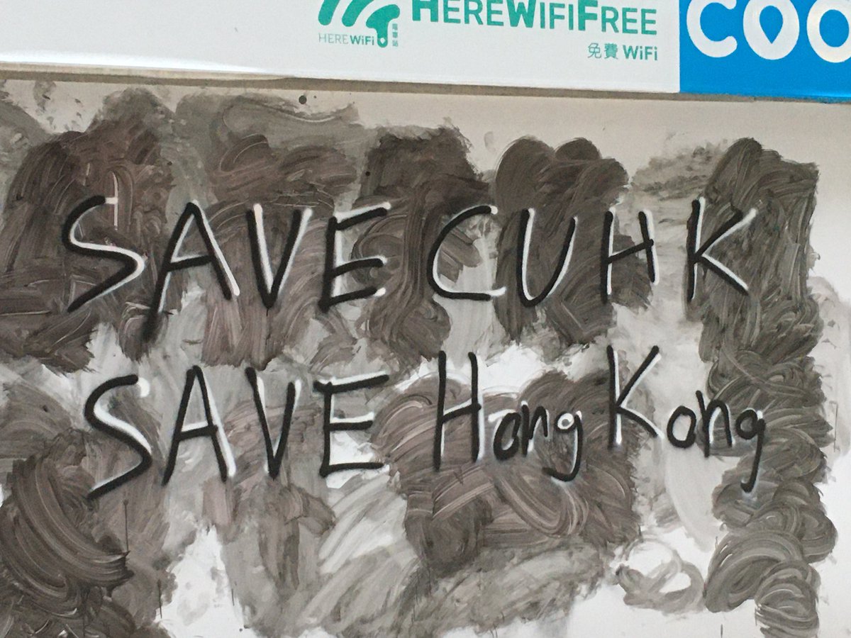 KongTsungGan's tweet photo. New graffiti at tram stop in Central (where the protest is on-going): #SaveCUHK #SaveHongKong https://t.co/it33DMcNTJ