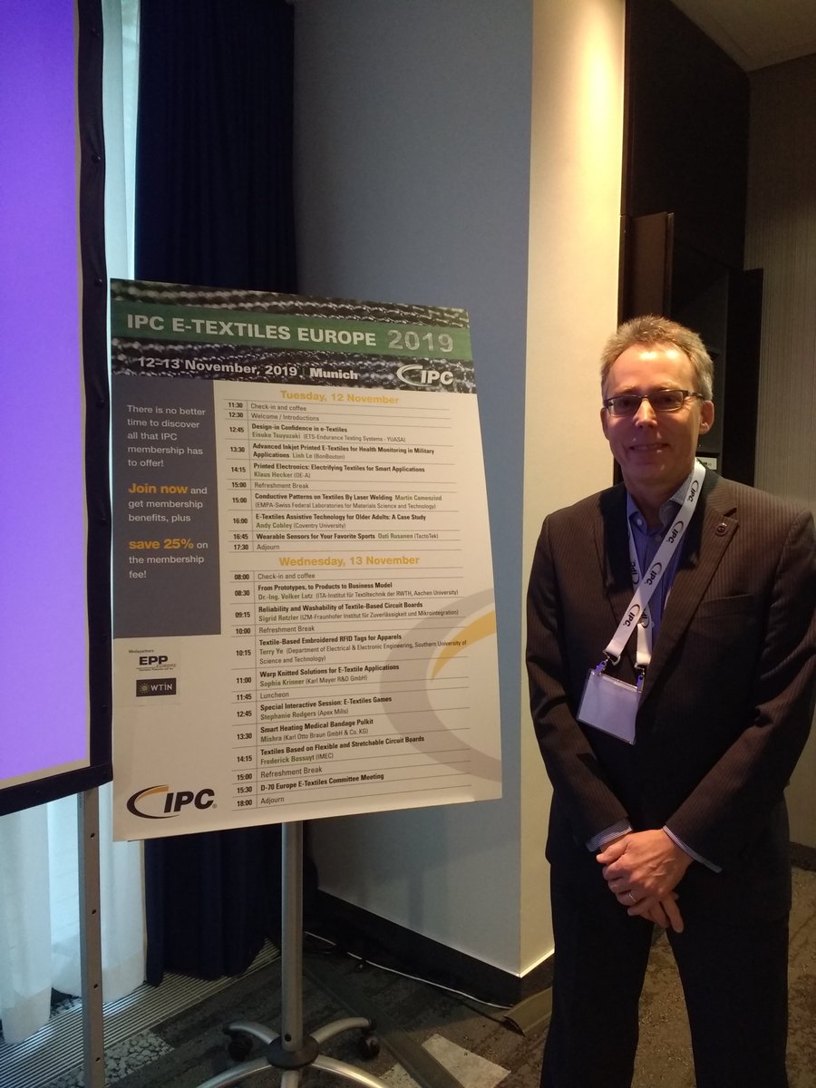 Prof Andy Cobley (@cobleyprof) on Twitter photo I presented the MATUROLIFE project at the IPC E-Textiles in Europe conference. Its a really good meeting with some excellent presentations. Plenty of opportunities for new collaborations and projects. <a href="/IPCassociation/">IPC</a> <a href="/fmgcov/">FMGCoventryUniversity</a> <a href="/maturolife/">maturolife</a> @CovUni_FTC @covunieec <a href="/CoventryUniNews/">Coventry Uni News</a> I presented the MATUROLIFE project at the IPC E-Textiles in Europe conference. Its a really good meeting with some excellent presentations. Plenty of opportunities for new collaborations and projects. <a href="/IPCassociation/">IPC</a> <a href="/fmgcov/">FMGCoventryUniversity</a> <a href="/maturolife/">maturolife</a> @CovUni_FTC @covunieec <a href="/CoventryUniNews/">Coventry Uni News</a>