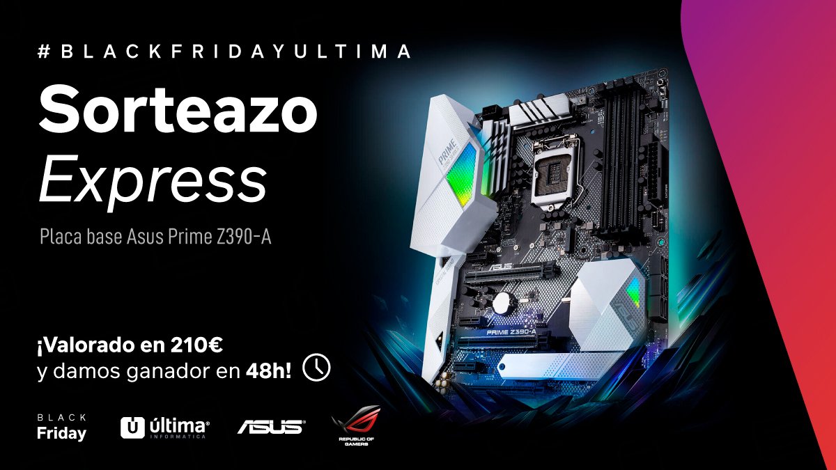 Ultima_Oficial's tweet photo. 🖥¡SORTEAZO EXPRESS!🖥

Seguimos la cuenta atrás para el #BlackfridayUltima📦

- Sigue a @Ultima_Oficial y @ASUS_ib 
- Comenta con el hastag #BlackFridayUltima📦
- RT al tweet

Ganador este viernes 15 de Noviembre a las 23h 🇮🇨 https://t.co/qjJPV5fIyY https://t.co/Q7Zf6KP9DP