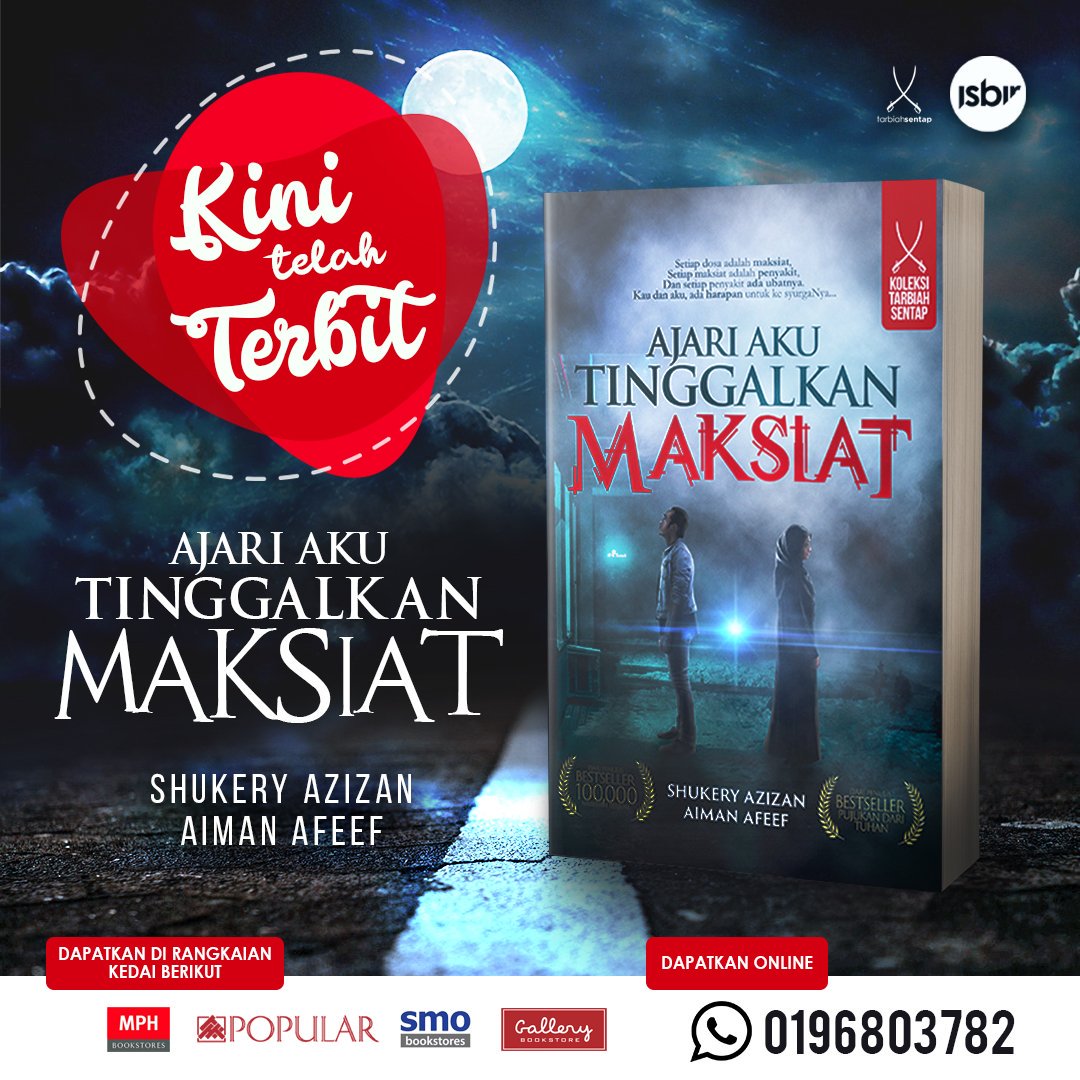 p/s : kalau sesiapa nak dapatkan buku  #AjariAkuTinggalkanMaksiat secara online pun, boleh hubungi nombor telefon macam dalam poster ni ya. #TarbiahSentap #ShukeryAzizan