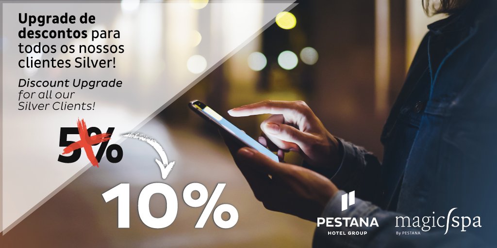 Agora em vez de 5% terá 10% desconto em estadias e 10% desconto em tratamentos Magic SPA. Ainda não é PPG? Inscreva-se já no Pestana Priority Guest e usufrua de todos os benefícios: bit.ly/34UJN52