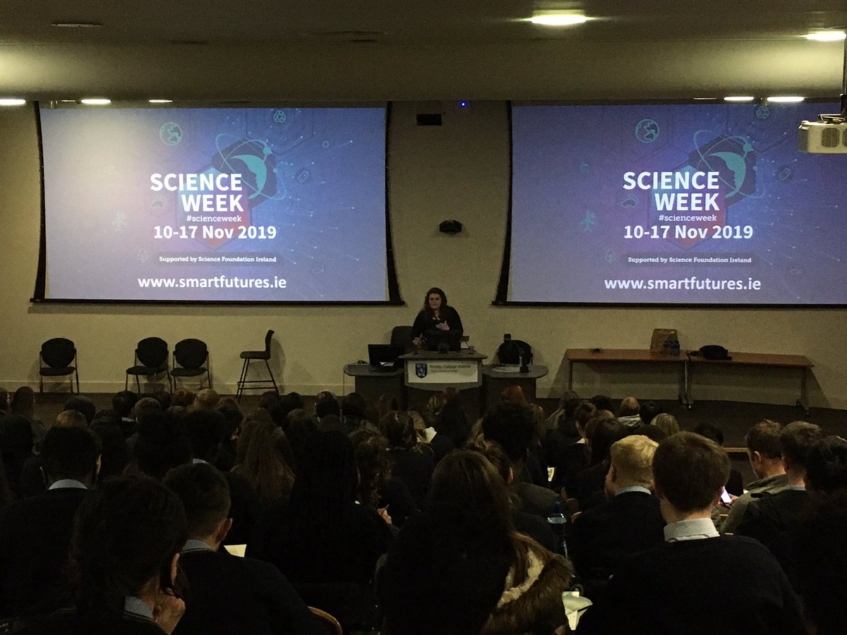 DrJohnODonoghue's tweet image. Our annual #TCDChemTalks has just kicked off in the TBSI building with Gillian Roddie speaking about social media &amp;amp; misinformation and now Rebecca from @scienceirel talking to 300 #LeavingCert chemistry students &amp;amp; teachers for #ScienceWeek #edchatie #ChemEd #Chemistry