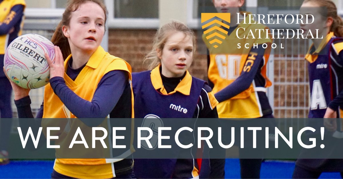 We are recruiting! HCS seeks a Graduate Sports Asst with Netball Specialism, a Teacher of PE with Netball Specialism, plus a Netball Coach. Interested? Click herefordcs.com/job-vacancies Applications close November 25.
#teachingjobs #ukedjobs #netballjobs #netball