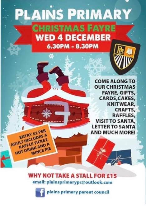 My_Airdrie's tweet photo. @Plains_Primary is having a Christmas Fayre on the 4th of December. Any one who would like to be a stall holder message the Plains Primary Parent Council FB Page https://t.co/1QqZzheXnB
or email them at plainsprimarypc@Outlook.com 🎄🎁
#In_Airdrie #ChristmasFayre #stallholder https://t.co/In3LFf7QyM