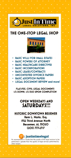 Happeningbham's tweet image. $500 Will, Power of Attorney &amp;amp; Health Care Directive Special - Just In Time Legal Solutions, Inc 205-436-2846 #wills #powerofattorney #healthcaredirective - mailchi.mp/whatshappening…