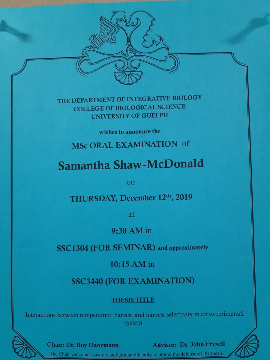 SShawmcdonald's tweet photo. The end is in sight! Defense date set for masters work with @FryxellLab. This month is now dedicated to studying, practicing my presentation and not getting sick! https://t.co/ypOVL4rBFf