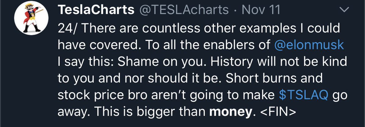 2/ I was planning to call this ‘The absent minded professors’ edition for obvious reasons ...... But alas...the pied piper of  $TSLAQQ,  @Teslacharts aka  #Babycharts provided a tragi-comic alternative title https://twitter.com/S_Padival/status/1194071611646734336?s=20