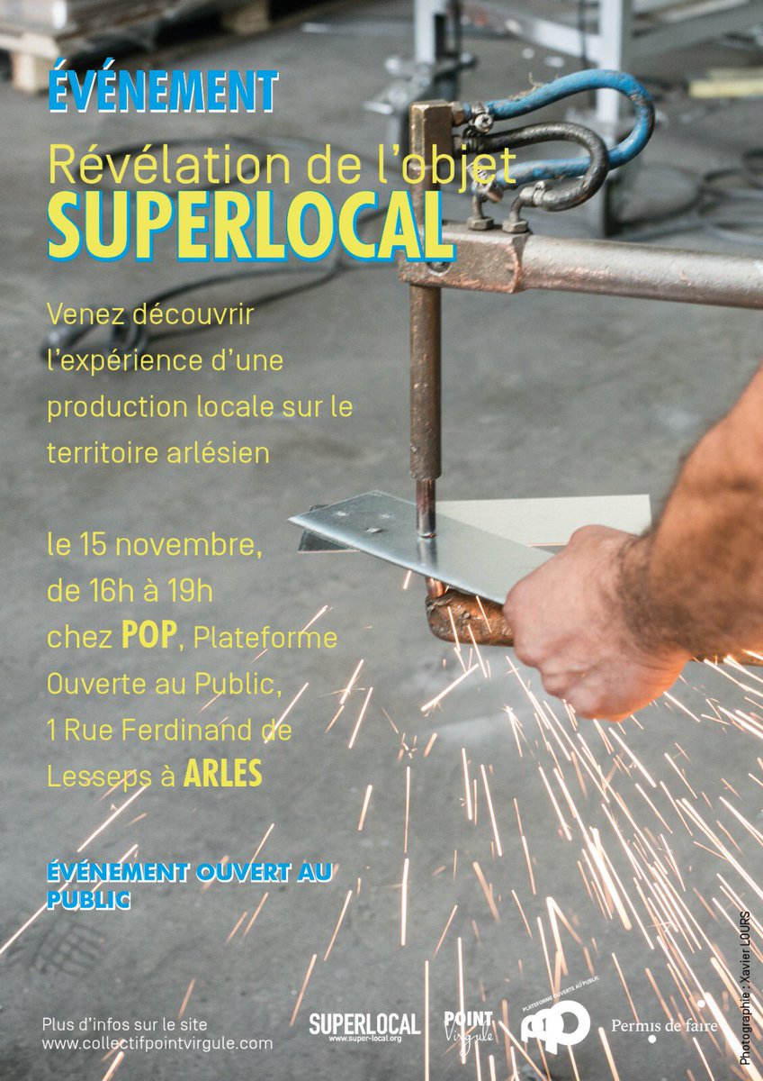 _Point_Virgule's tweet image. Événement💥Restitution vendredi chez #POP du mois de résidence super-local.org x @_Point_Virgule à #Arles 🛠 Révélation de l’objet créé par le designer Andrea de Chirico et échanges autour de ce que signifie aujourd’hui « produire local ». Infos : urlz.fr/b39T