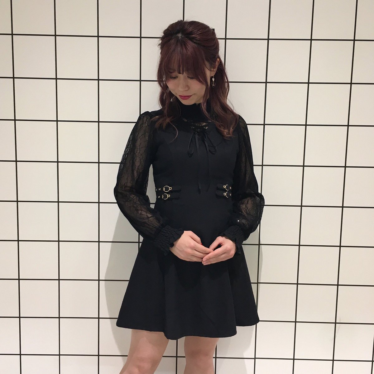 Rojita New Arrival シアースリーブレディワンピース Pk Br Bk 7900 Tax 繊細なレースで程よい透け感のお袖です ウエストはベルトのデザインでキュッと細く見えてくれますよ Rojita ロジータ