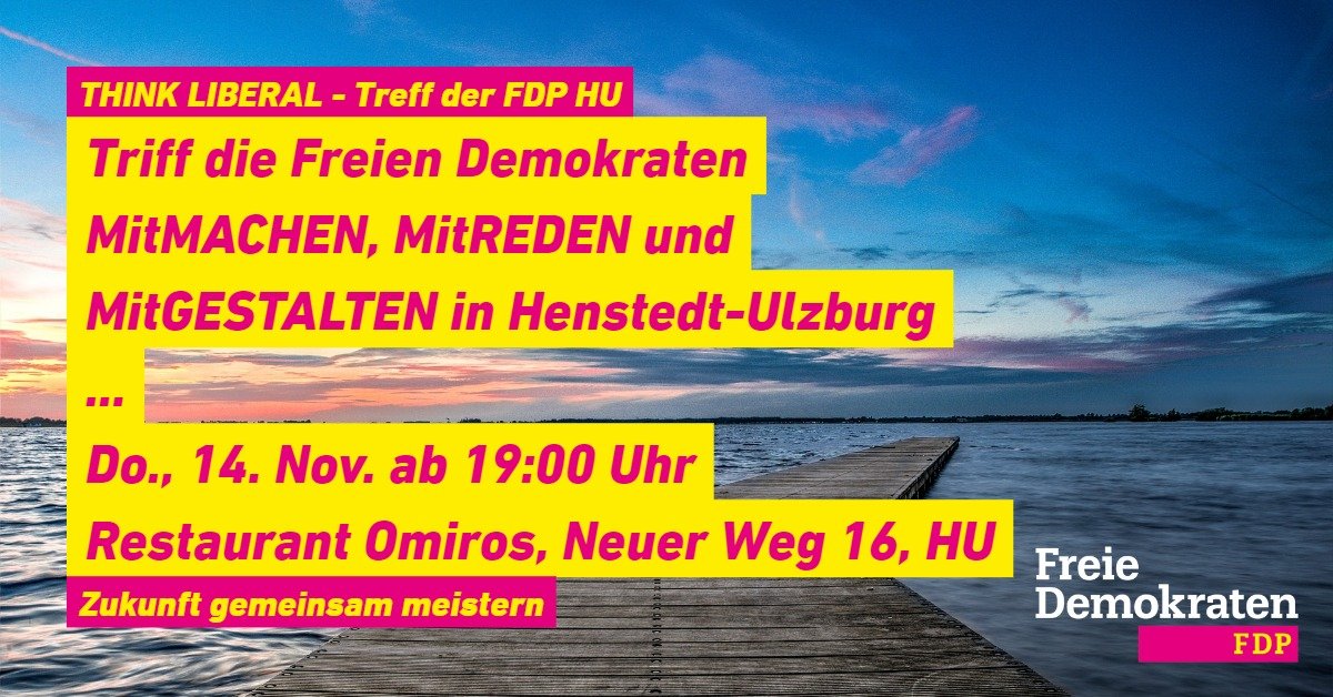 StephanHolowaty's tweet photo. An diesem Donnerstag ist es wieder soweit: Treffen Sie Gemeindevertreter und Mitglieder der #FDP in Henstedt-Ulzburg: Offener Abend zu allem was bewegt. #HenstedtUlzburg #ThinkLiberal https://t.co/9RFcAumcEh