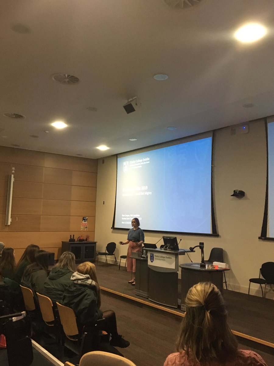 Nat95gd's tweet image. The Gun’ko angels giving talks at the #TCDChemtalks during #ScienceWeek2019 going from being a PhD student to colorful chemistry to storytelling