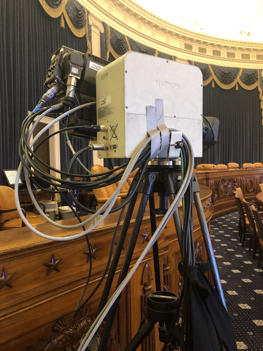There are two cameras in the front of the hearing room on either side of the dais where the committee members including Chair Schiff and Ranking Member Nunes will sit as well as the staff who will question the witnesses. Those cameras are robotically-controlled.