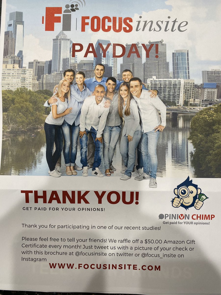 Thanks <a href="/focusinsite/">Focus Insite</a> for the $250 check for my opinions on my <a href="/AudiOfficial/">Audi</a> #etron