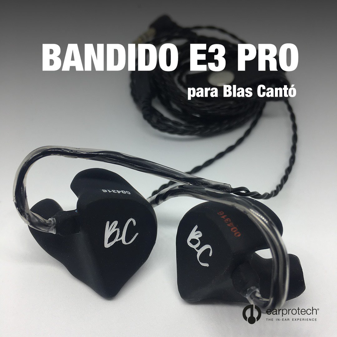 El mayor ajuste solo se consigue con los mejores materiales y la tecnología más sofisticada: silicona + tecnología 3D. 

En este caso, <a href="/BlasCanto/">Blas Cantó</a> es quien está disfrutando de estos Bandido E3 Pro. ¡Gracias por elegir <a href="/earprotech/">earprotech®</a>!