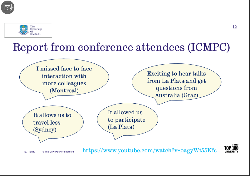 Interviews w/ conference attendees who participated in virtual conference:  Participation good!Reduced face to face interaction, but tech opens ways to innovate. Main point: we need culture change in conference organization!  @renee_timmers  #FlyingLess