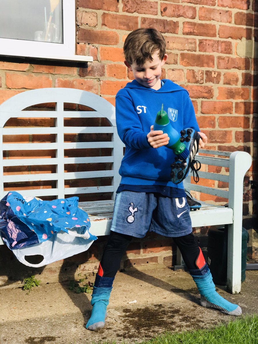 dawn_theaker's tweet photo. A miracle has occurred! Stan has cleaned his footy boots after his weekly practise, saving me the muddy job! Hugely helpful... just hoping it becomes a weekly miracle 😅⚽️ #sharingthework homework @CarrJuniorYork #CarrCares https://t.co/tvgYTeOIdY