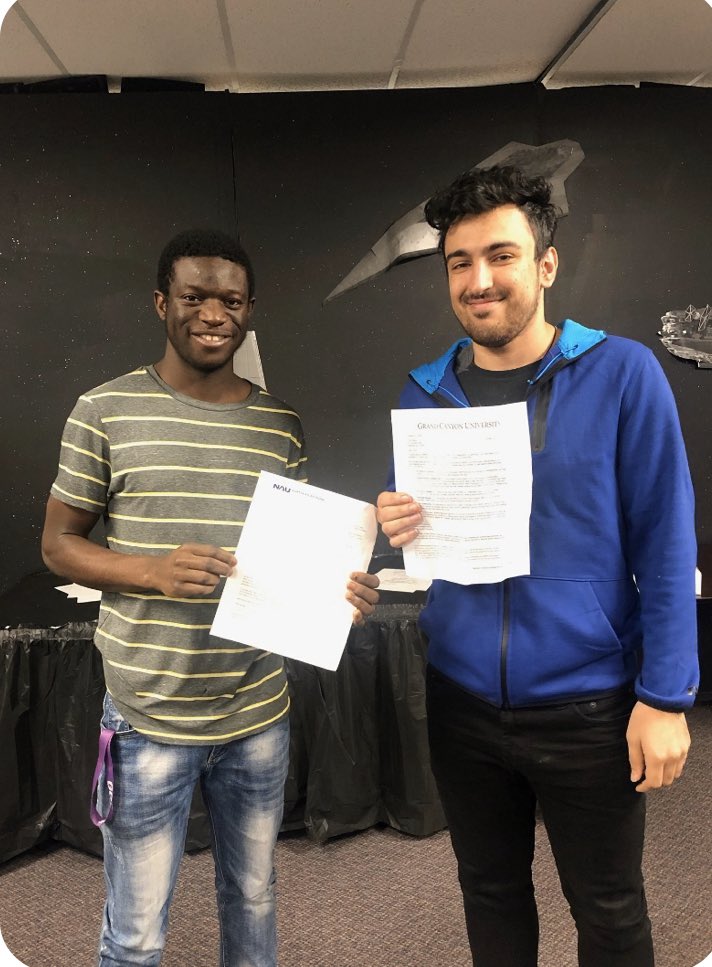 These two!  Not long ago these two arrived in the USA as newcomers. In just 3.5 years they mastered English, completed all graduation requirements, AND received college acceptance letters while attending Sequoia Choice Arizona  Distance Learning!  What an outstanding effort!